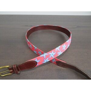Smathers & Branson Needlepoint Belt Size 42 Starfish Red Nautical Theme Golf